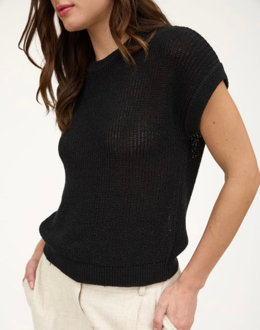 Black lightweight shirt sleeve sweater
