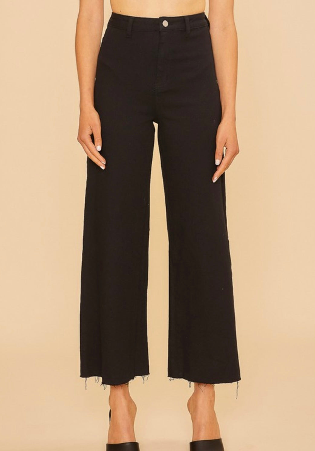 Stretch High Rise Wide Leg Cropped Denim Jean