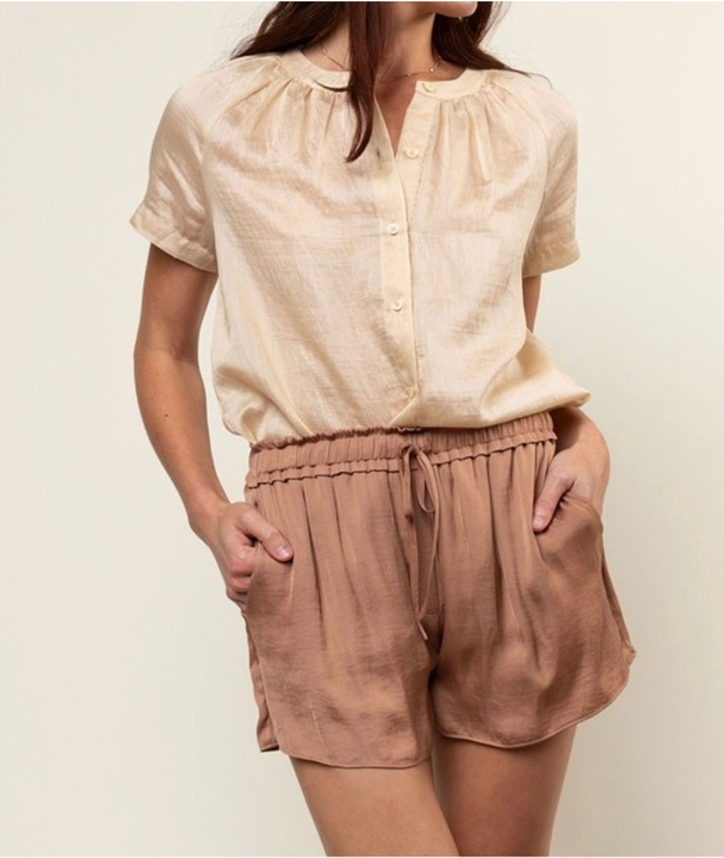 Satin Flowy Shorts With Elasticized Waist