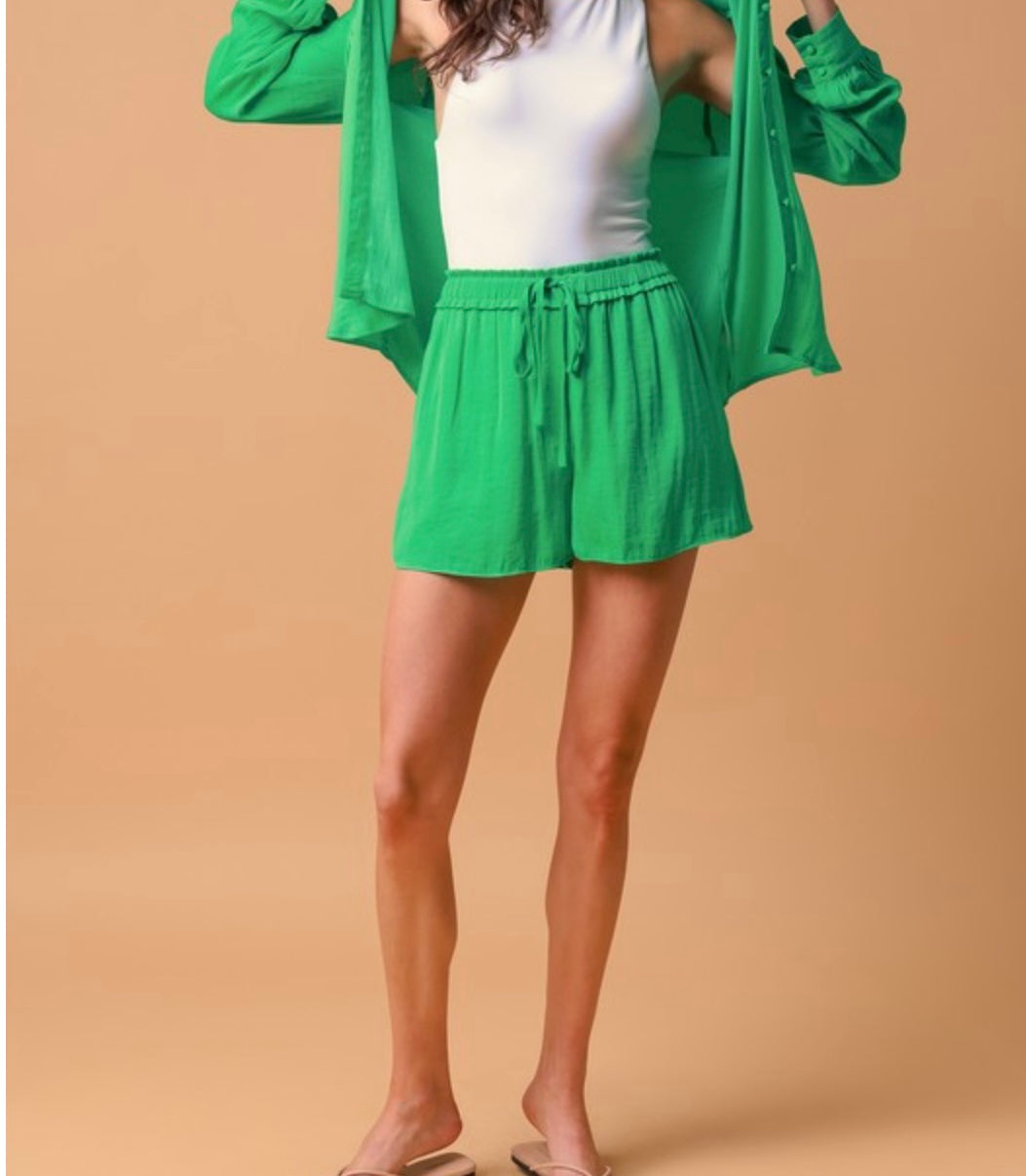 Satin Flowy Shorts With Elasticized Waist