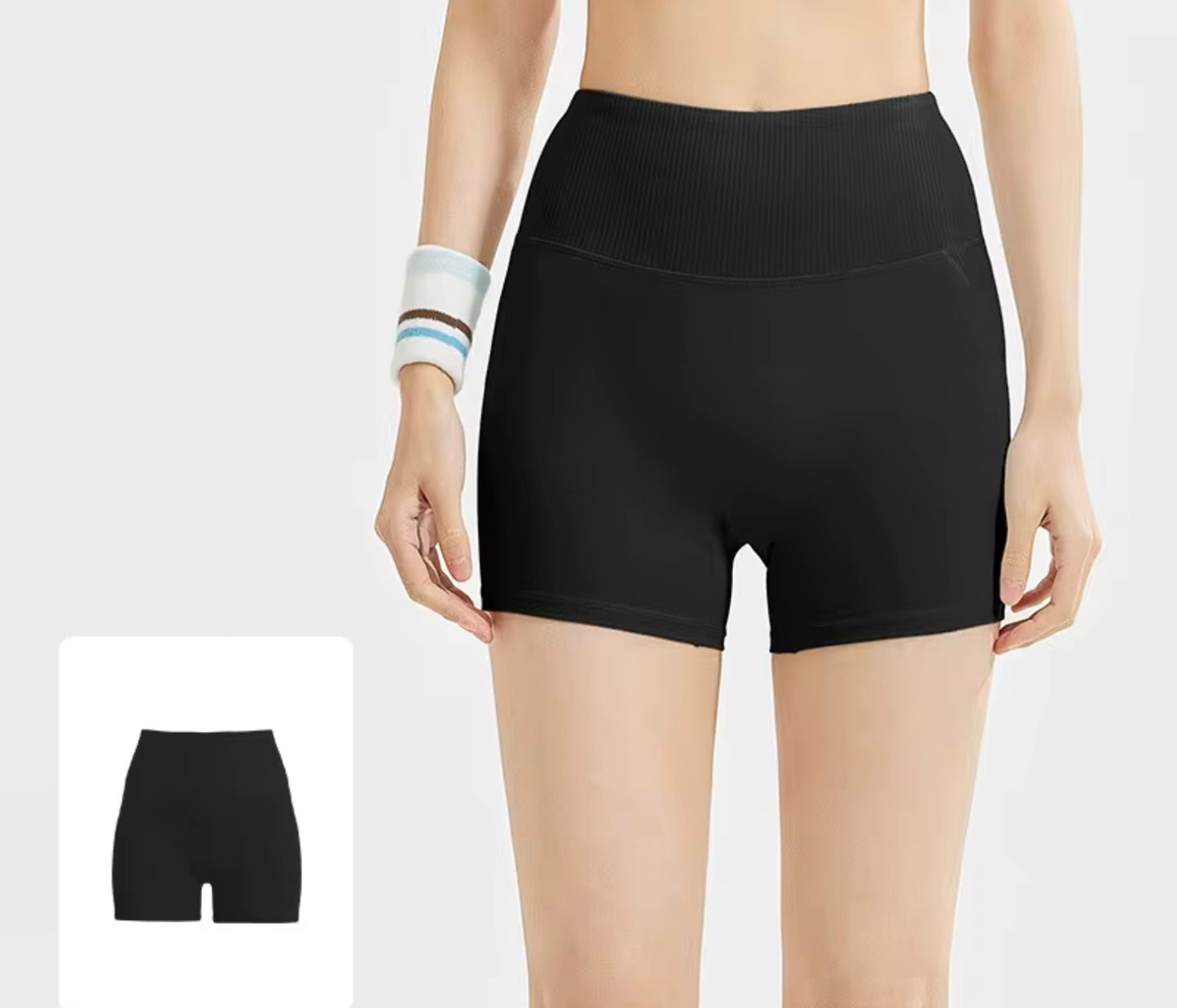 Waist Ribbed High Elasticity Biker Shorts